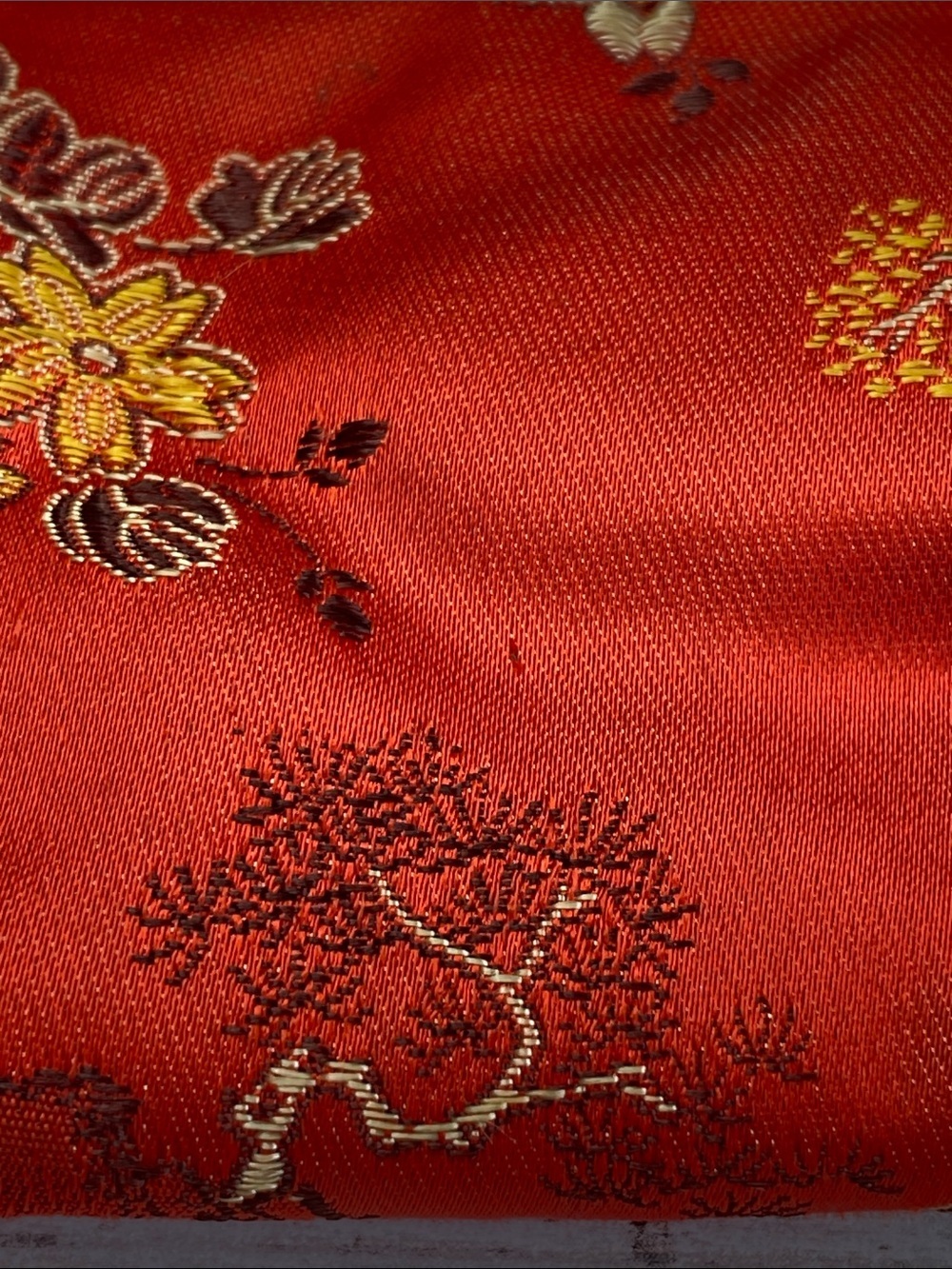Vintage Hong Kong Red Brocade Kiss Lock Coin Purse Floral Chinoiserie Retro - Picture 9 of 12